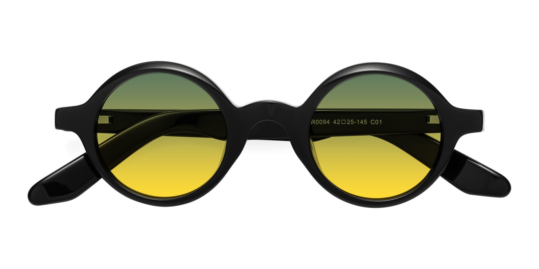 Folded Front of School in Black with Green / Yellow Gradient Lenses