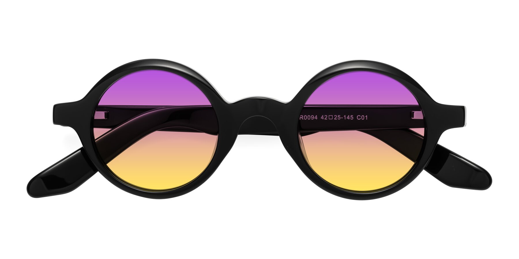 Folded Front of School in Black with Purple / Yellow Gradient Lenses