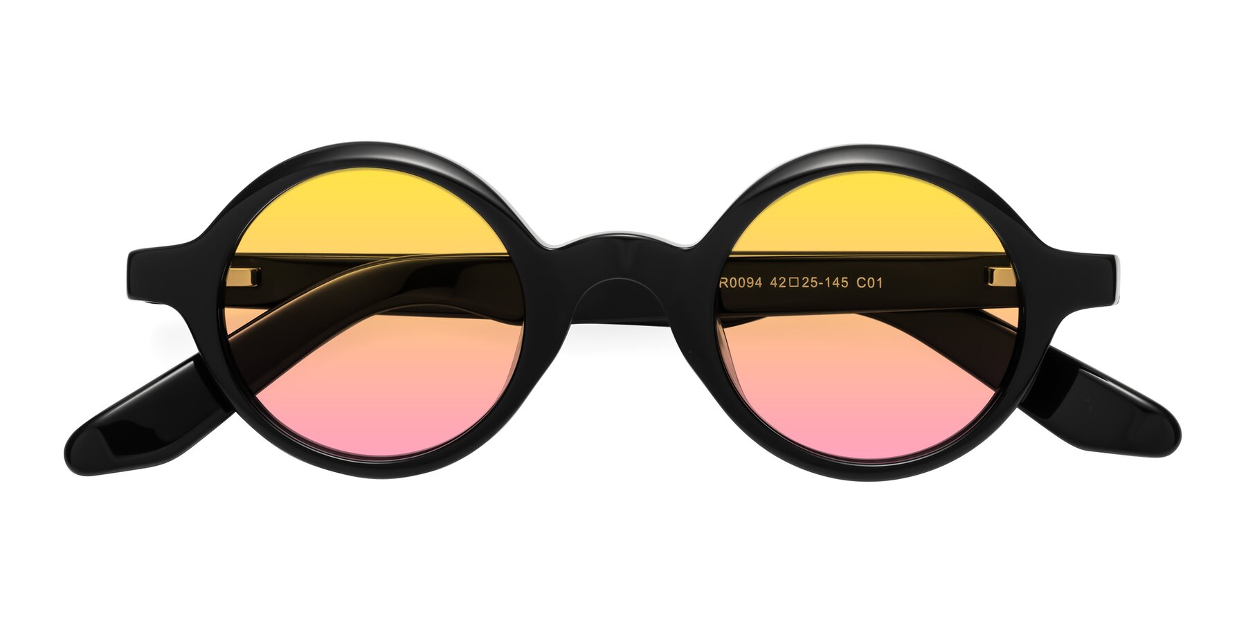 Folded Front of School in Black with Yellow / Pink Gradient Lenses