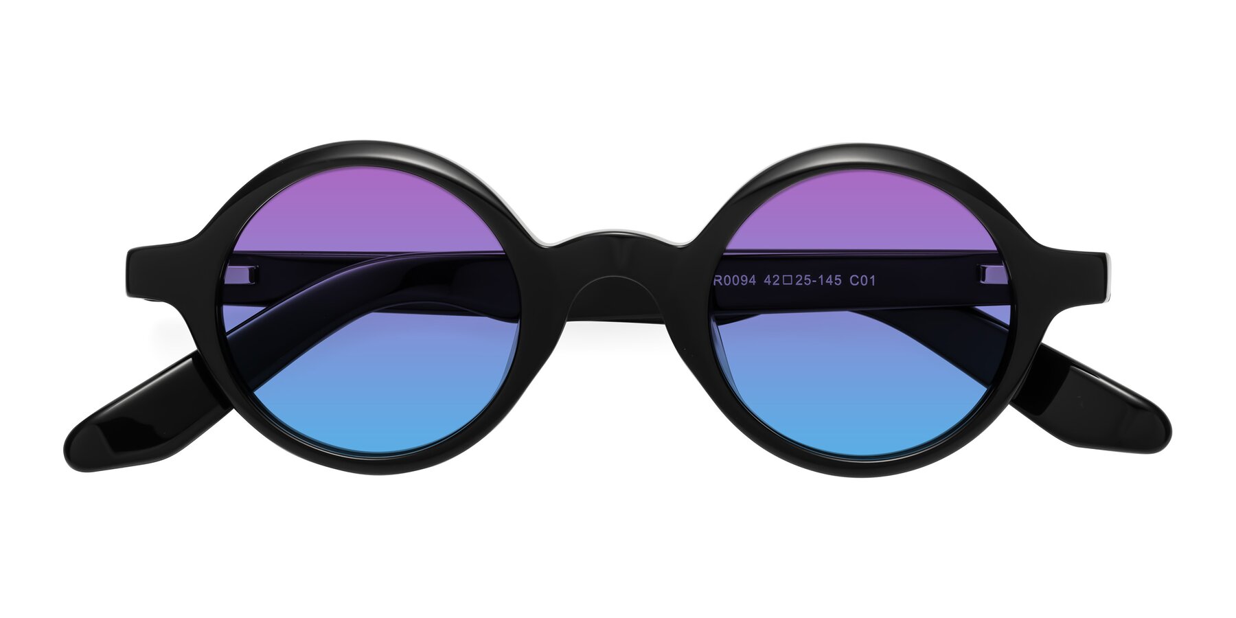 Folded Front of School in Black with Purple / Blue Gradient Lenses