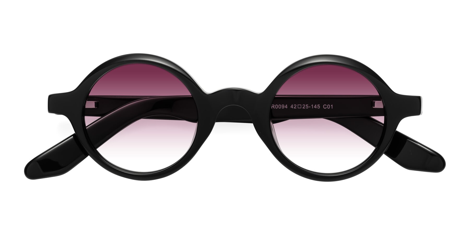 Folded Front of School in Black with Wine Gradient Lenses