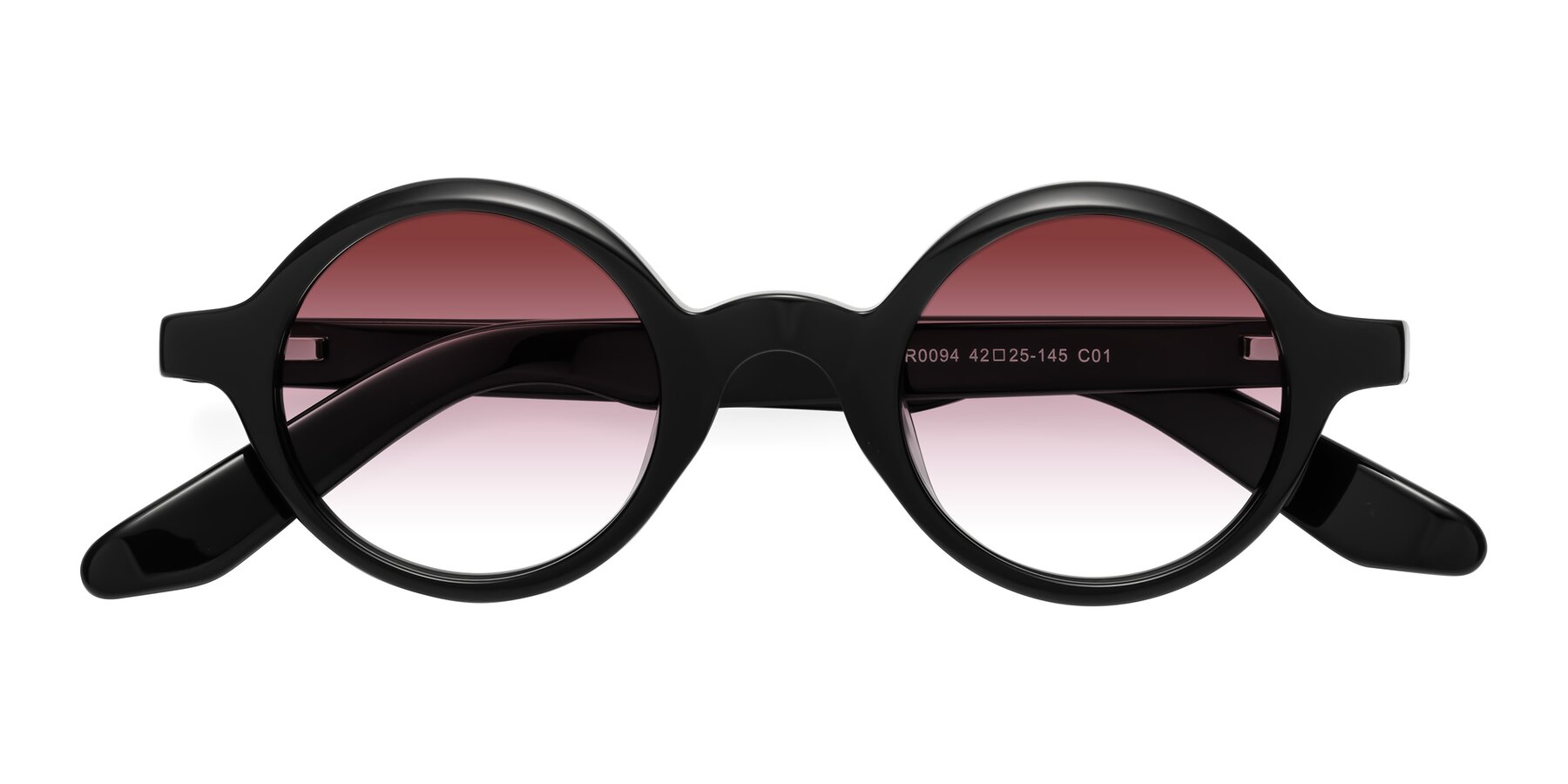 Folded Front of School in Black with Garnet Gradient Lenses