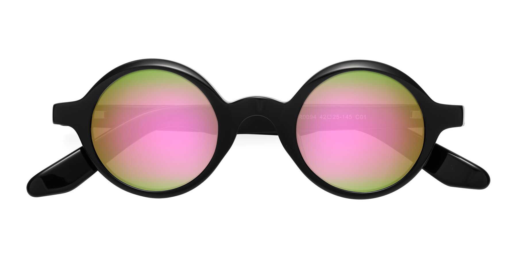 Folded Front of School in Black with Pink Mirrored Lenses