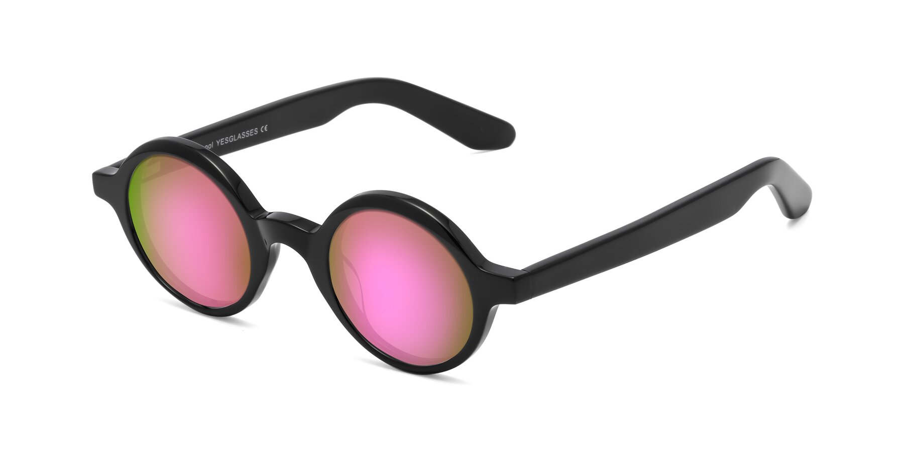 Angle of School in Black with Pink Mirrored Lenses