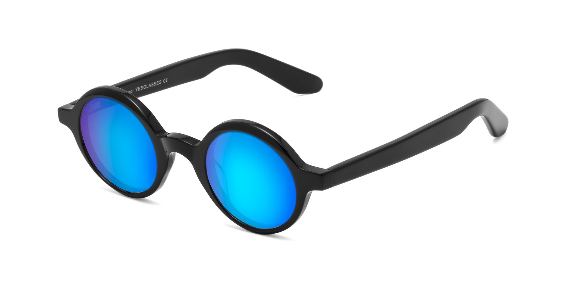 Angle of School in Black with Blue Mirrored Lenses