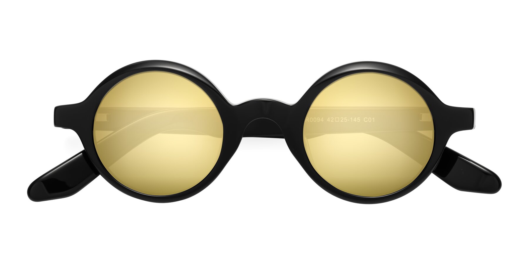 Folded Front of School in Black with Gold Mirrored Lenses