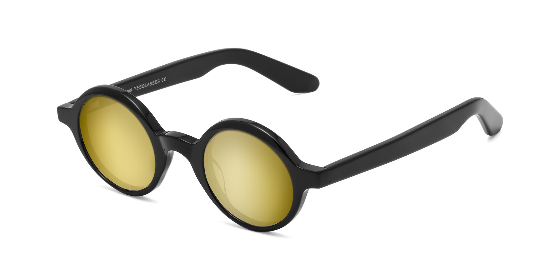 Angle of School in Black with Gold Mirrored Lenses