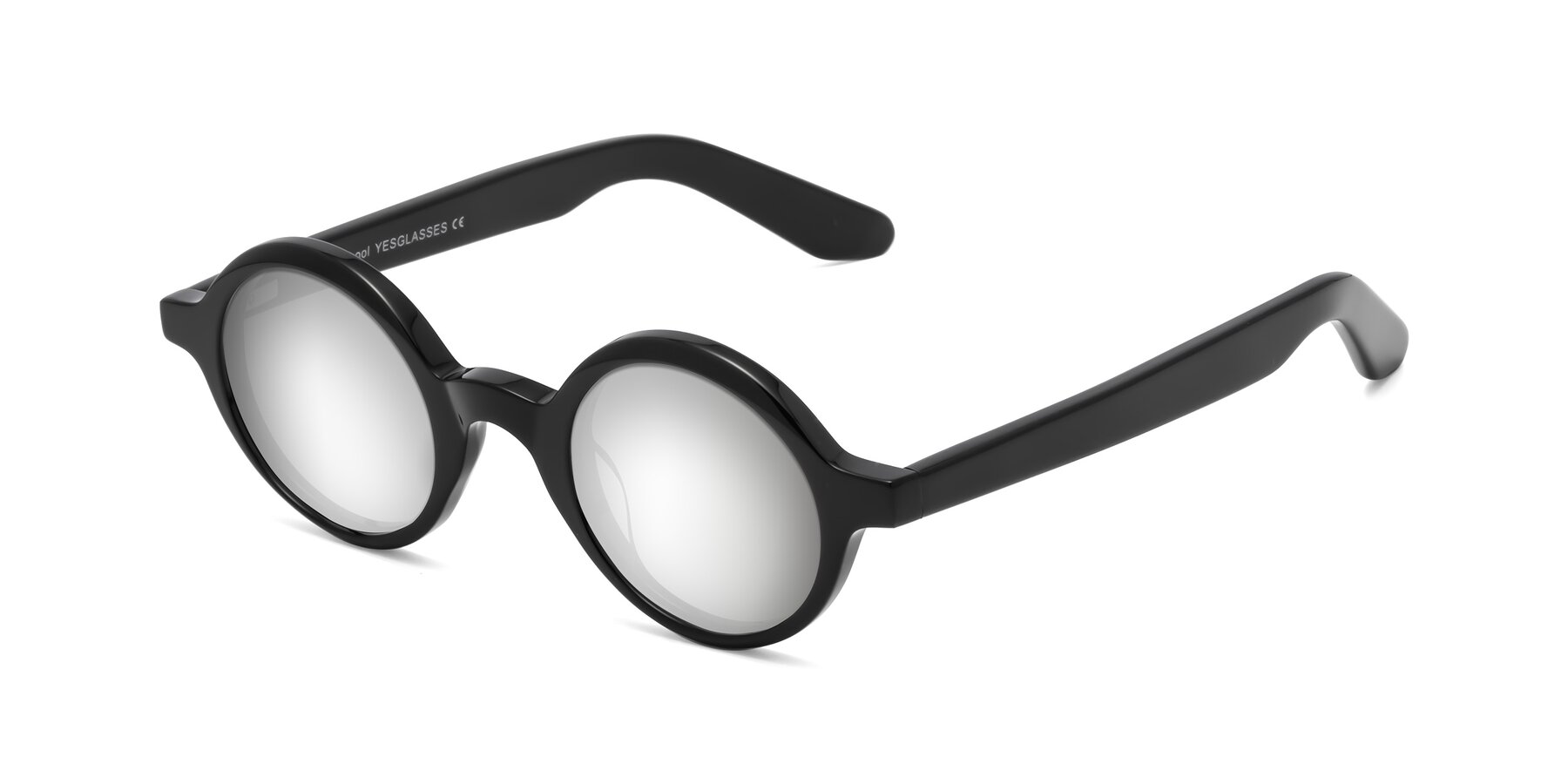 Angle of School in Black with Silver Mirrored Lenses