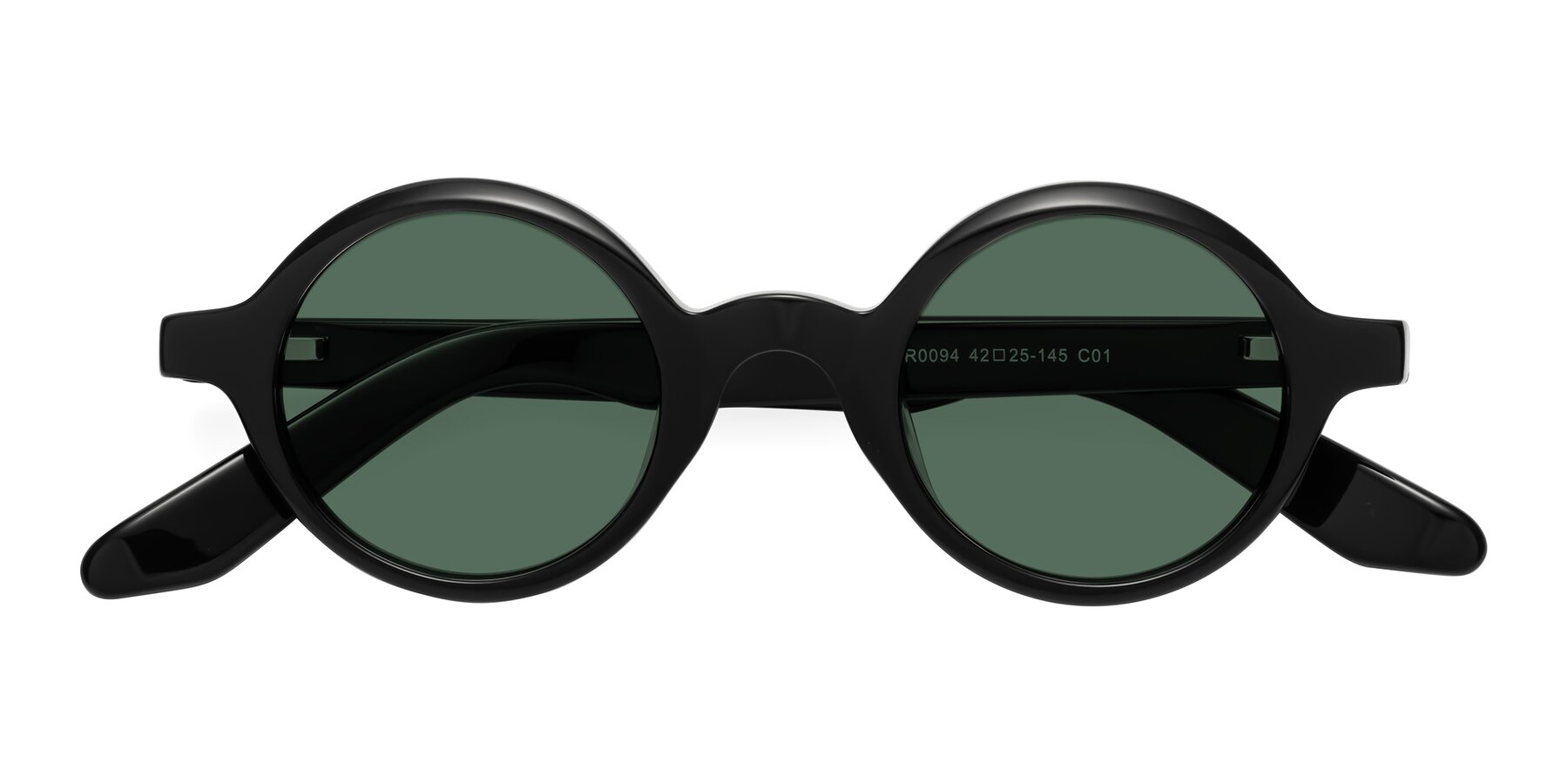 Folded Front of School in Black with Green Polarized Lenses