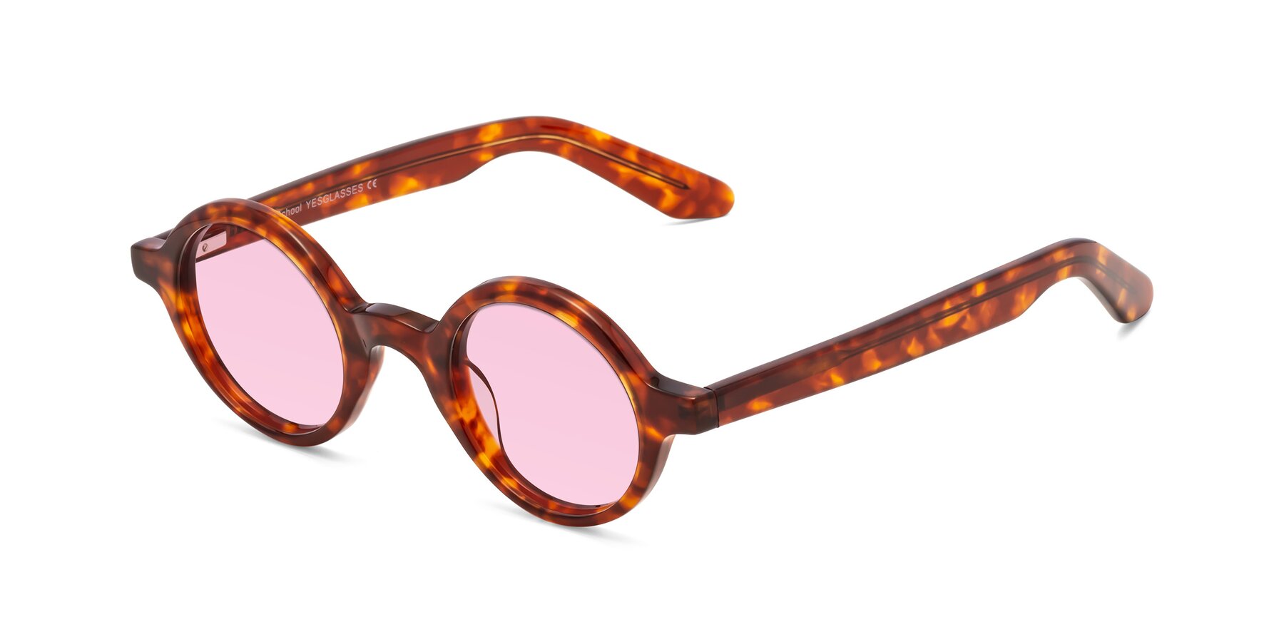 Angle of School in Tortoise with Light Pink Tinted Lenses