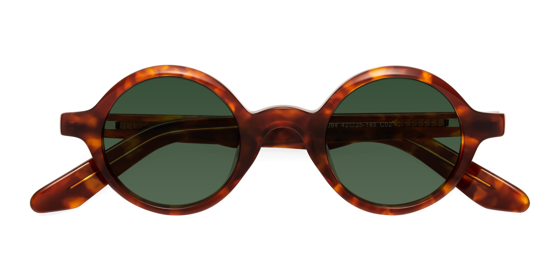 Folded Front of School in Tortoise with Green Tinted Lenses