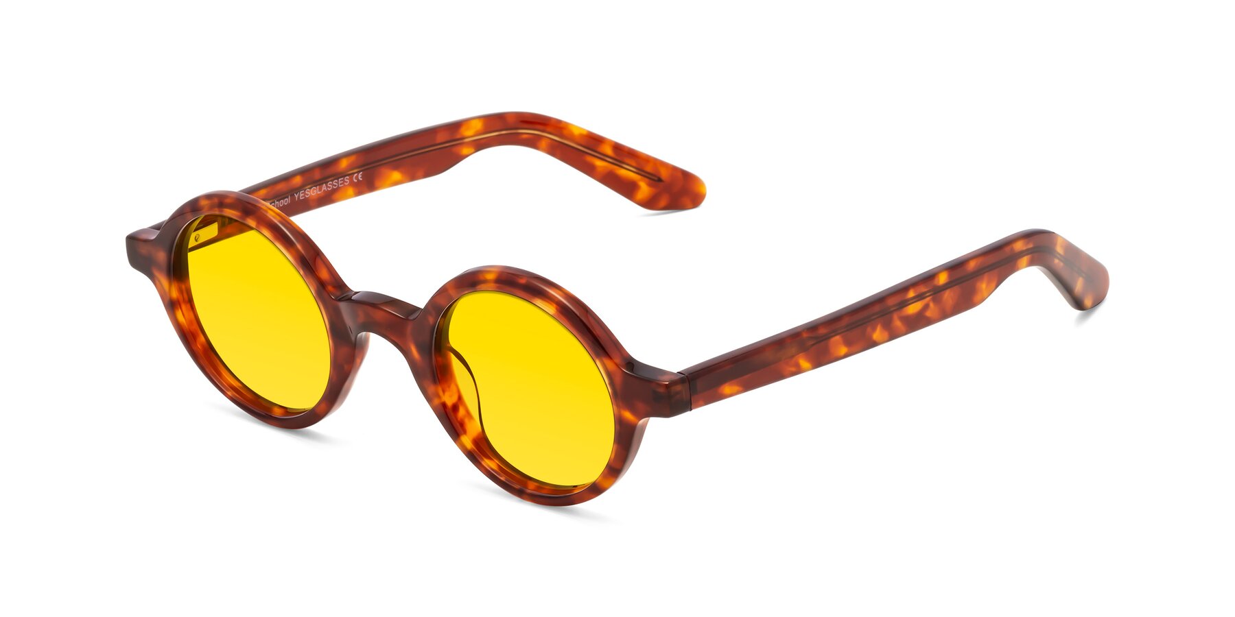 Angle of School in Tortoise with Yellow Tinted Lenses