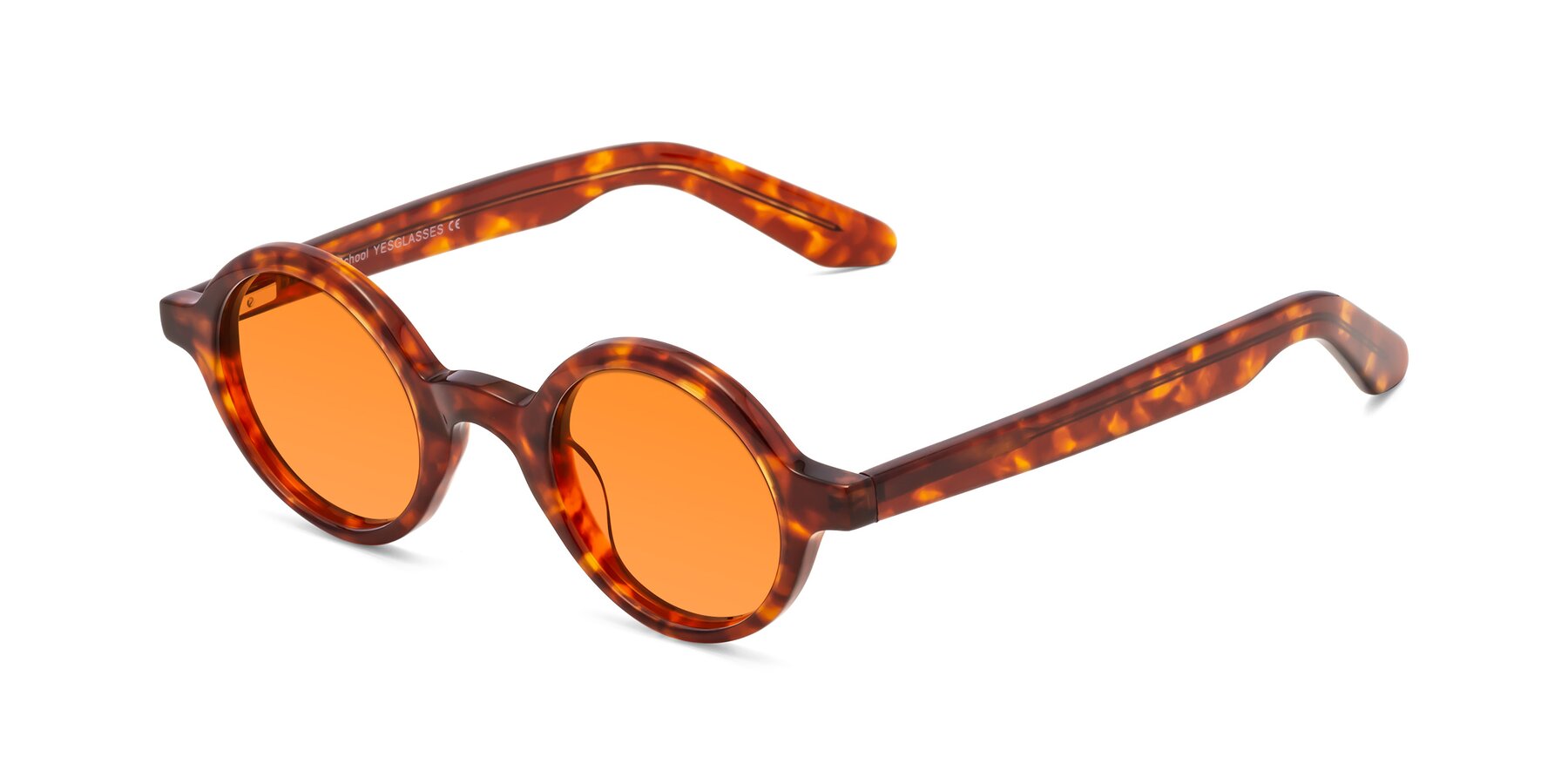 Angle of School in Tortoise with Orange Tinted Lenses
