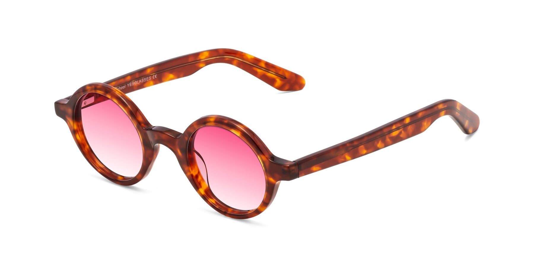 Angle of School in Tortoise with Pink Gradient Lenses