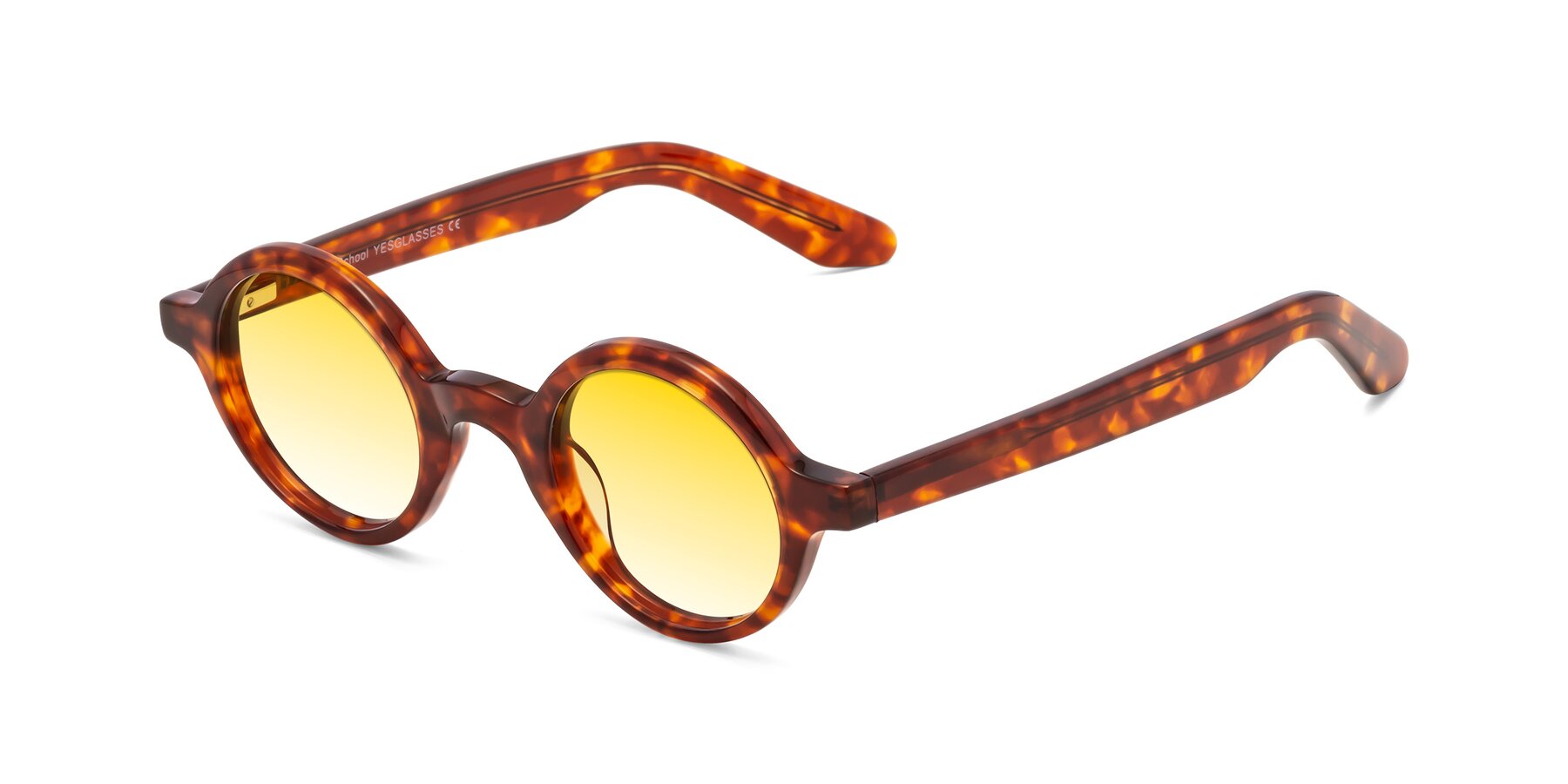 Angle of School in Tortoise with Yellow Gradient Lenses