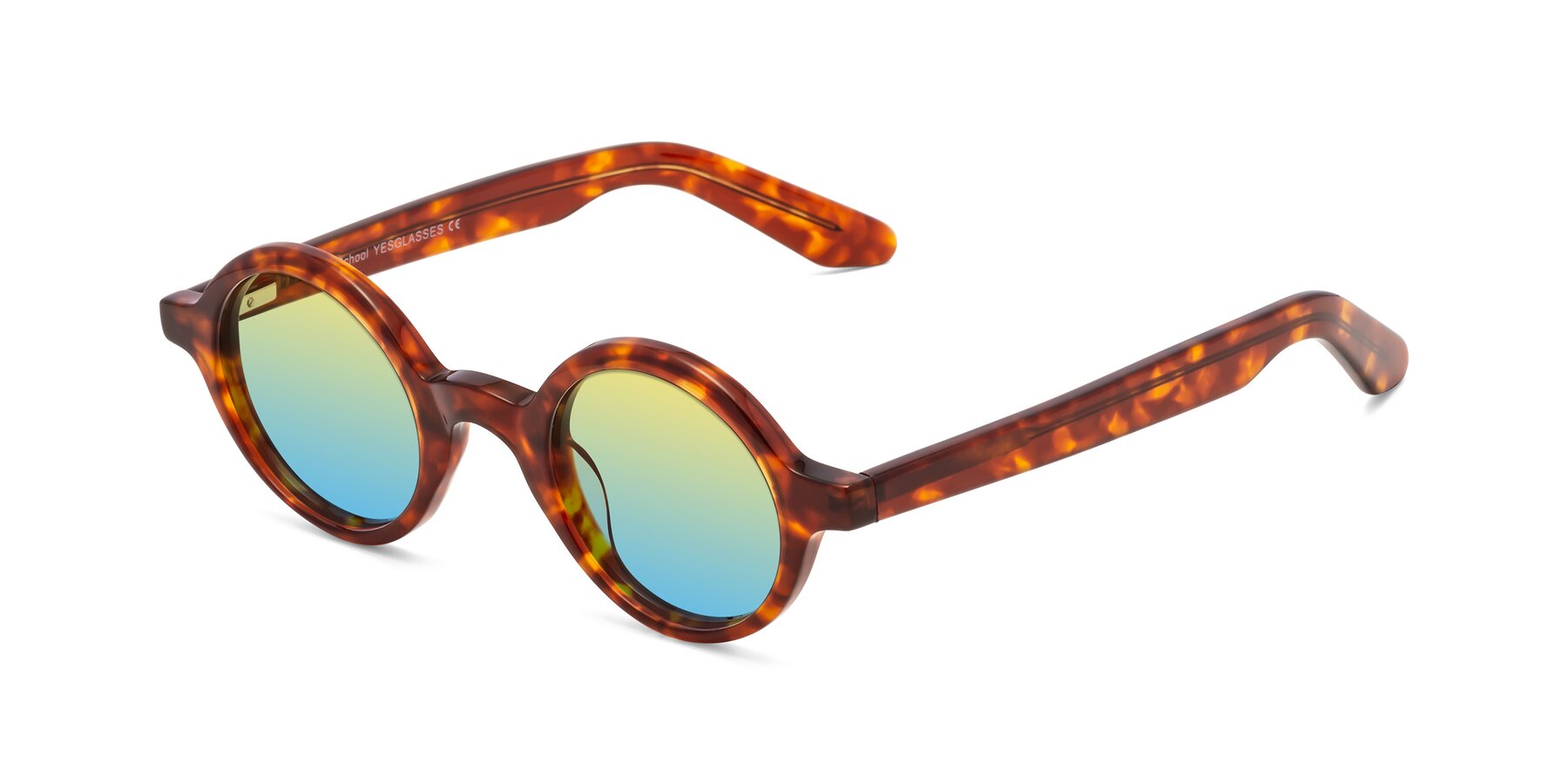 Angle of School in Tortoise with Yellow / Blue Gradient Lenses