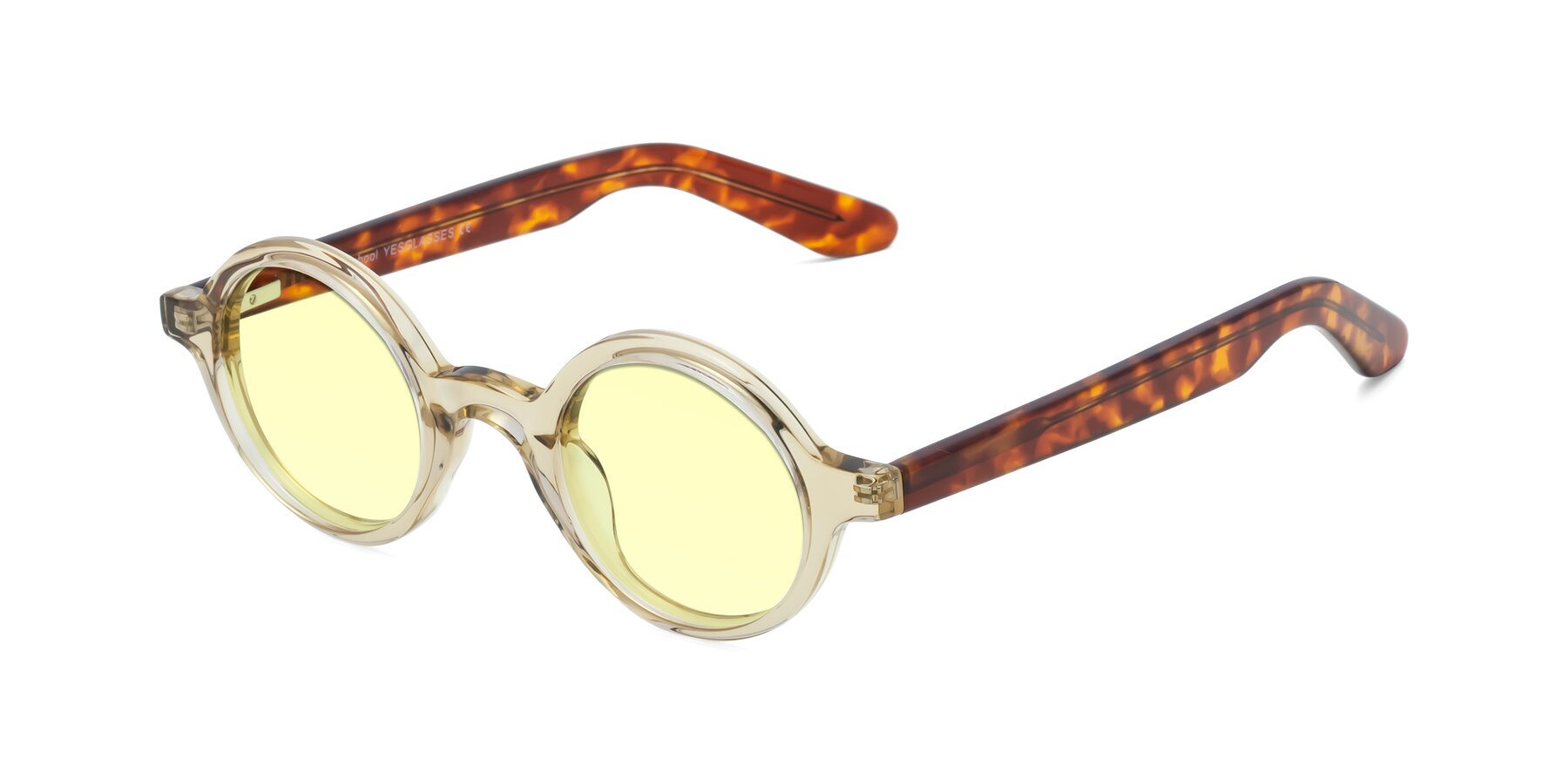 Angle of School in Champagne-Tortoise with Light Yellow Tinted Lenses