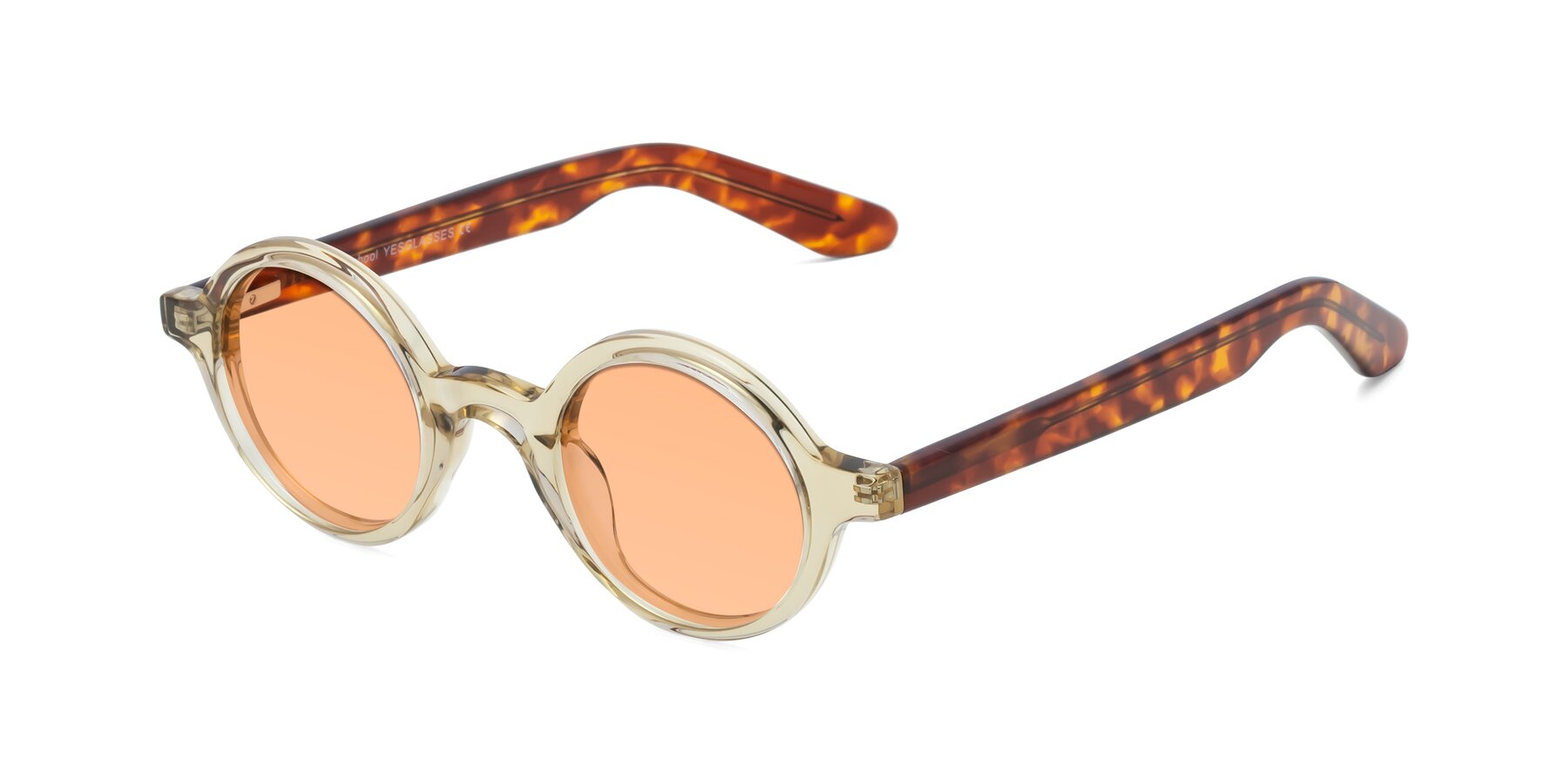Angle of School in Champagne-Tortoise with Light Orange Tinted Lenses