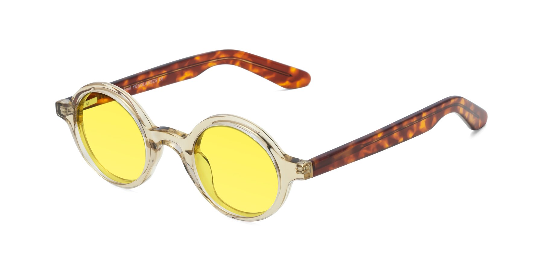 Angle of School in Champagne-Tortoise with Medium Yellow Tinted Lenses