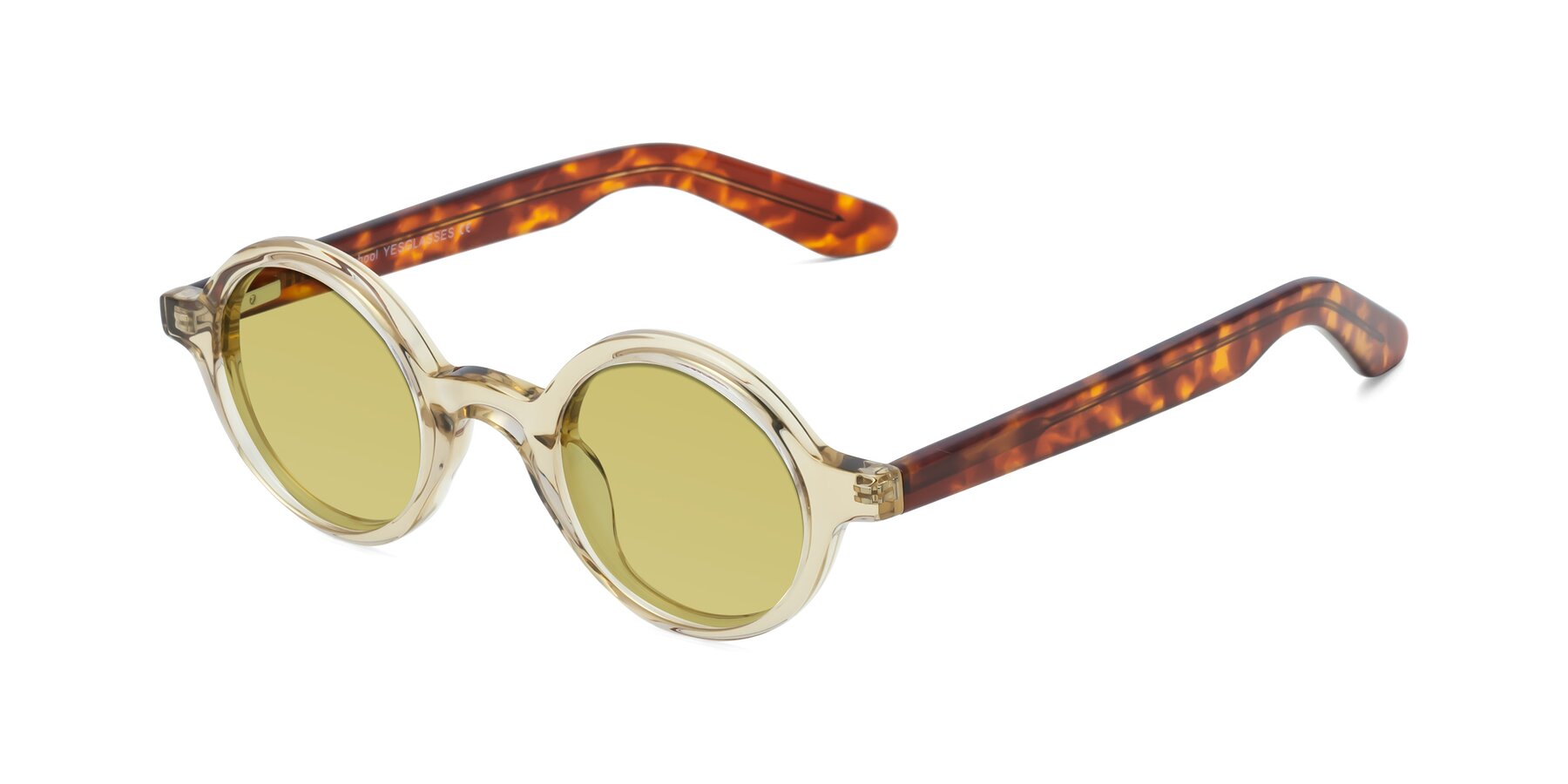 Angle of School in Champagne-Tortoise with Medium Champagne Tinted Lenses