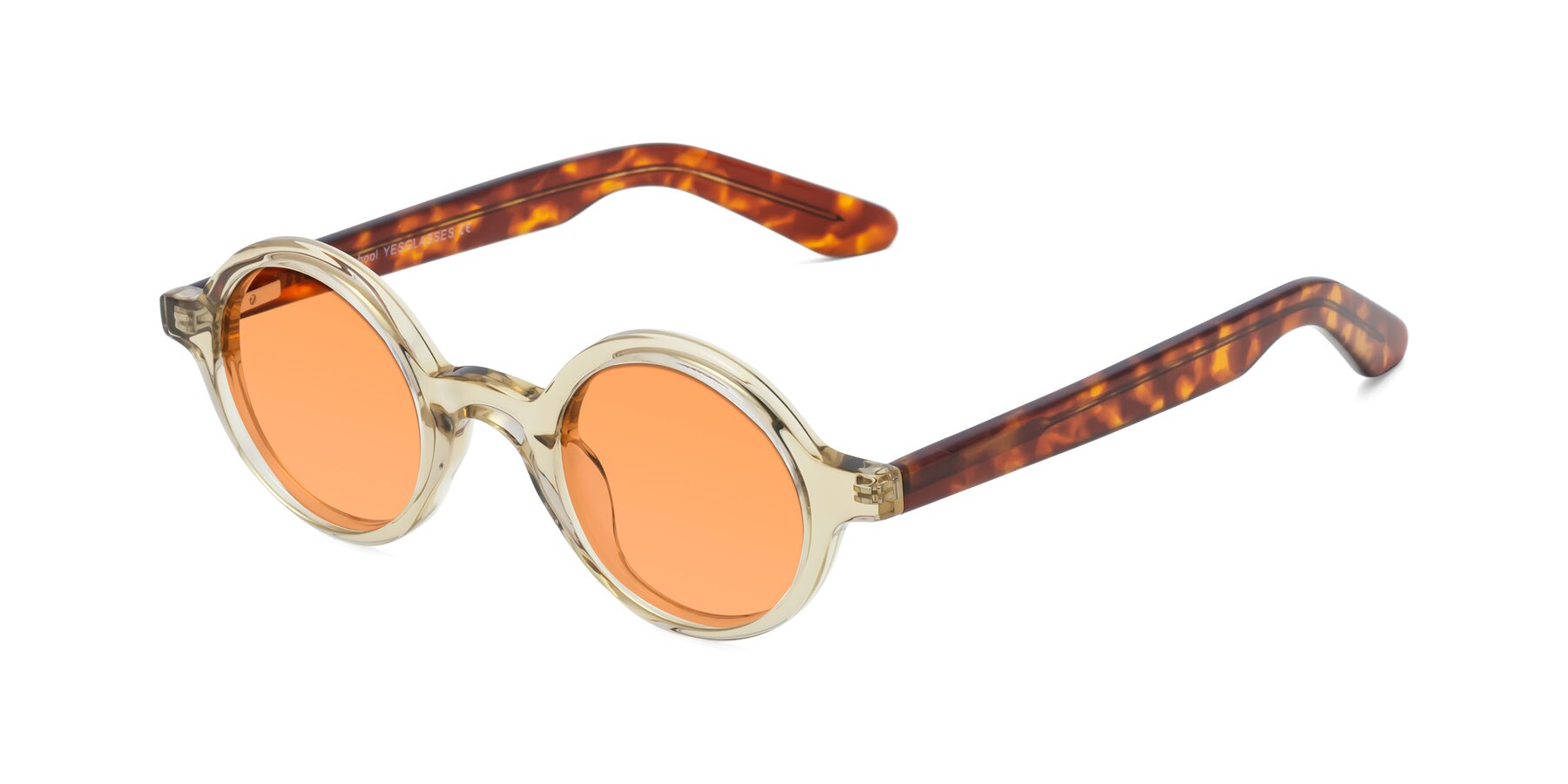 Angle of School in Champagne-Tortoise with Medium Orange Tinted Lenses