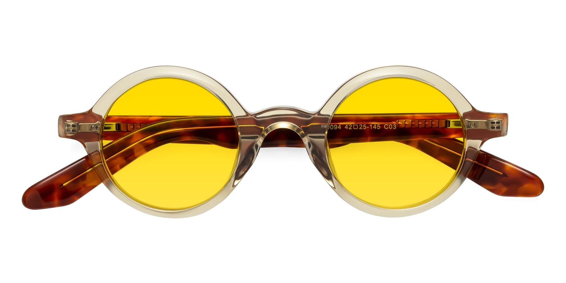 Folded Front of School in Champagne-Tortoise with Yellow Tinted Lenses