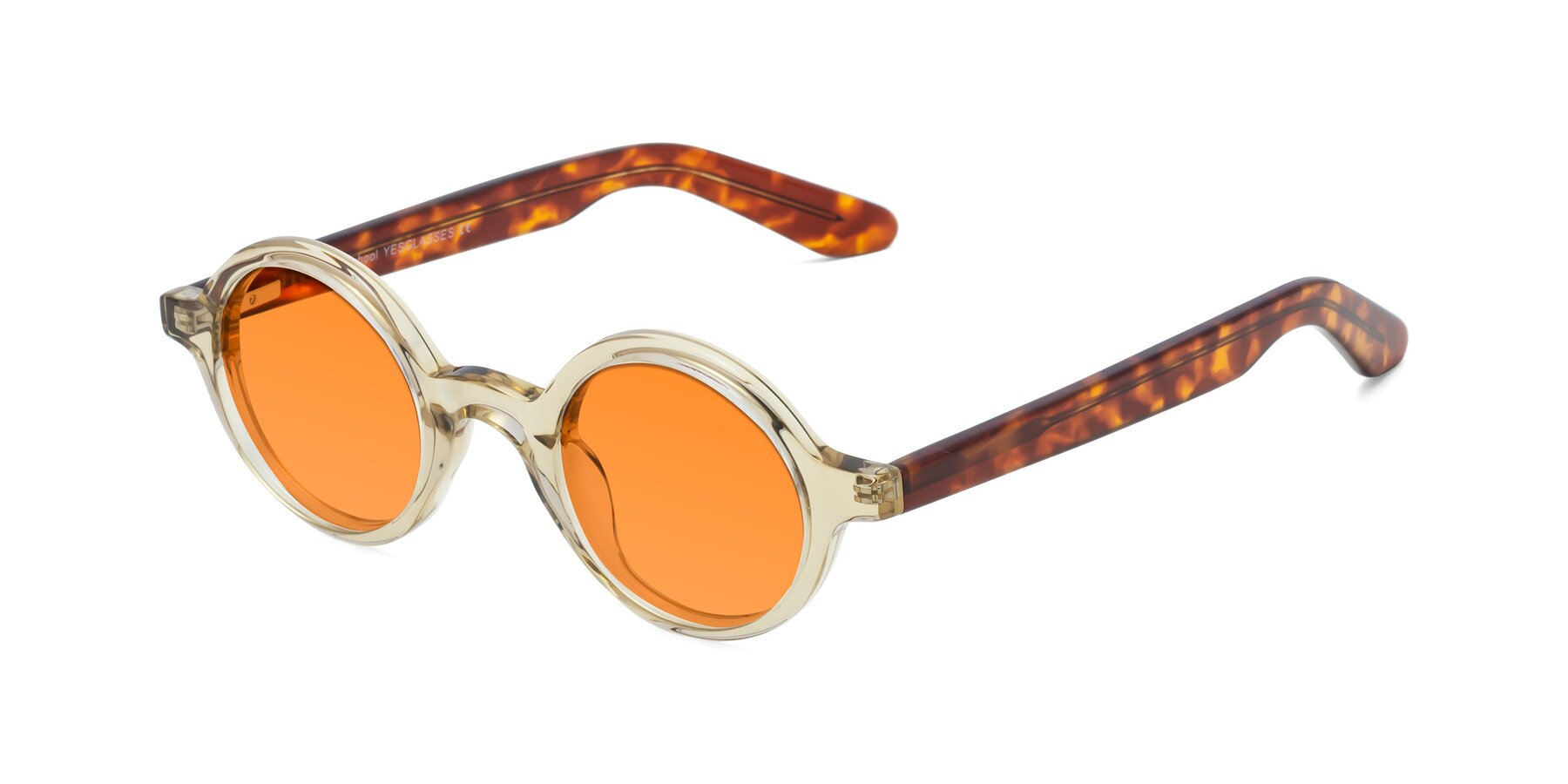 Angle of School in Champagne-Tortoise with Orange Tinted Lenses