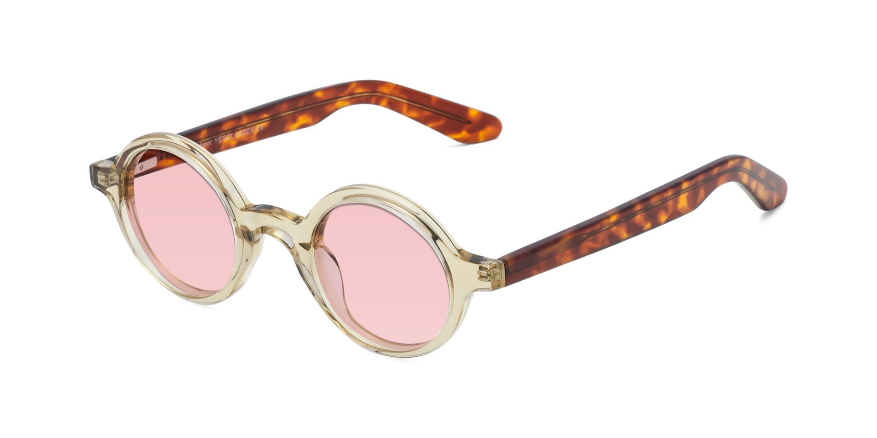 Angle of School in Champagne-Tortoise with Light Garnet Tinted Lenses