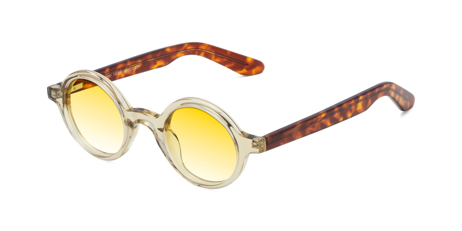 Angle of School in Champagne-Tortoise with Yellow Gradient Lenses