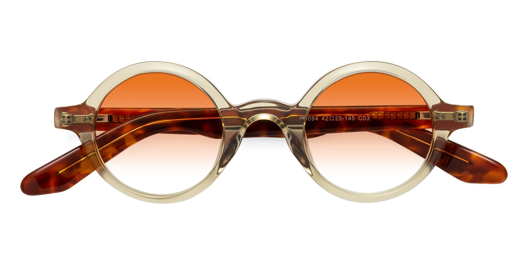 Folded Front of School in Champagne-Tortoise with Orange Gradient Lenses