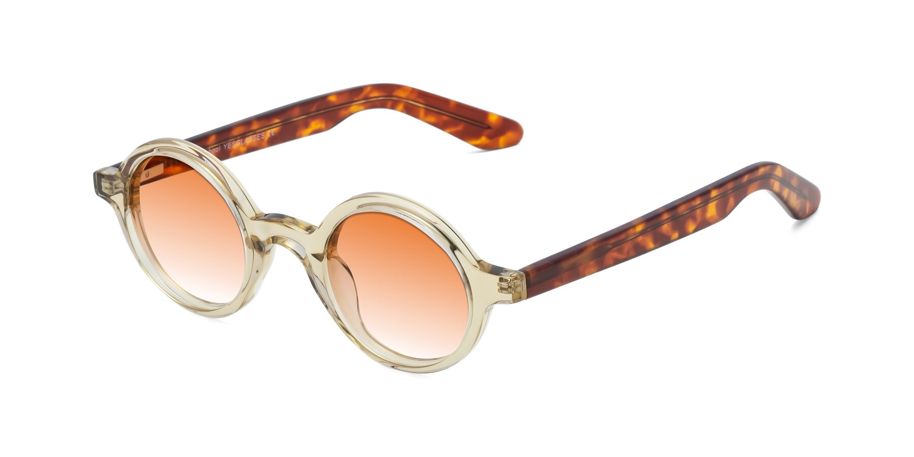 Angle of School in Champagne-Tortoise with Orange Gradient Lenses