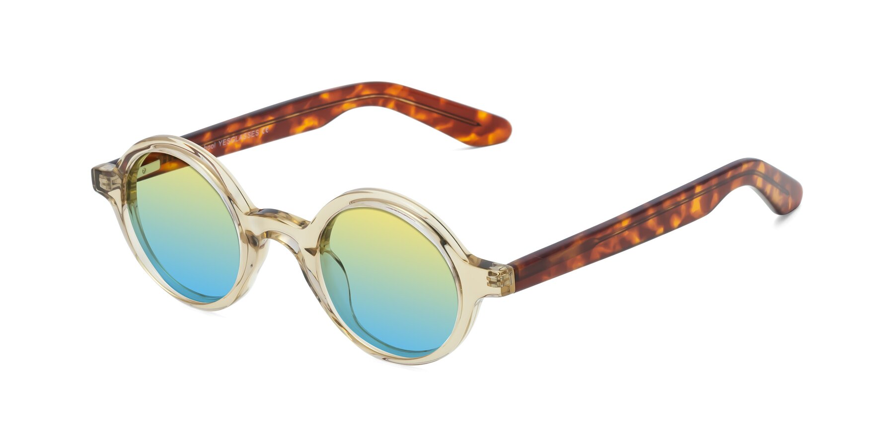 Angle of School in Champagne-Tortoise with Yellow / Blue Gradient Lenses