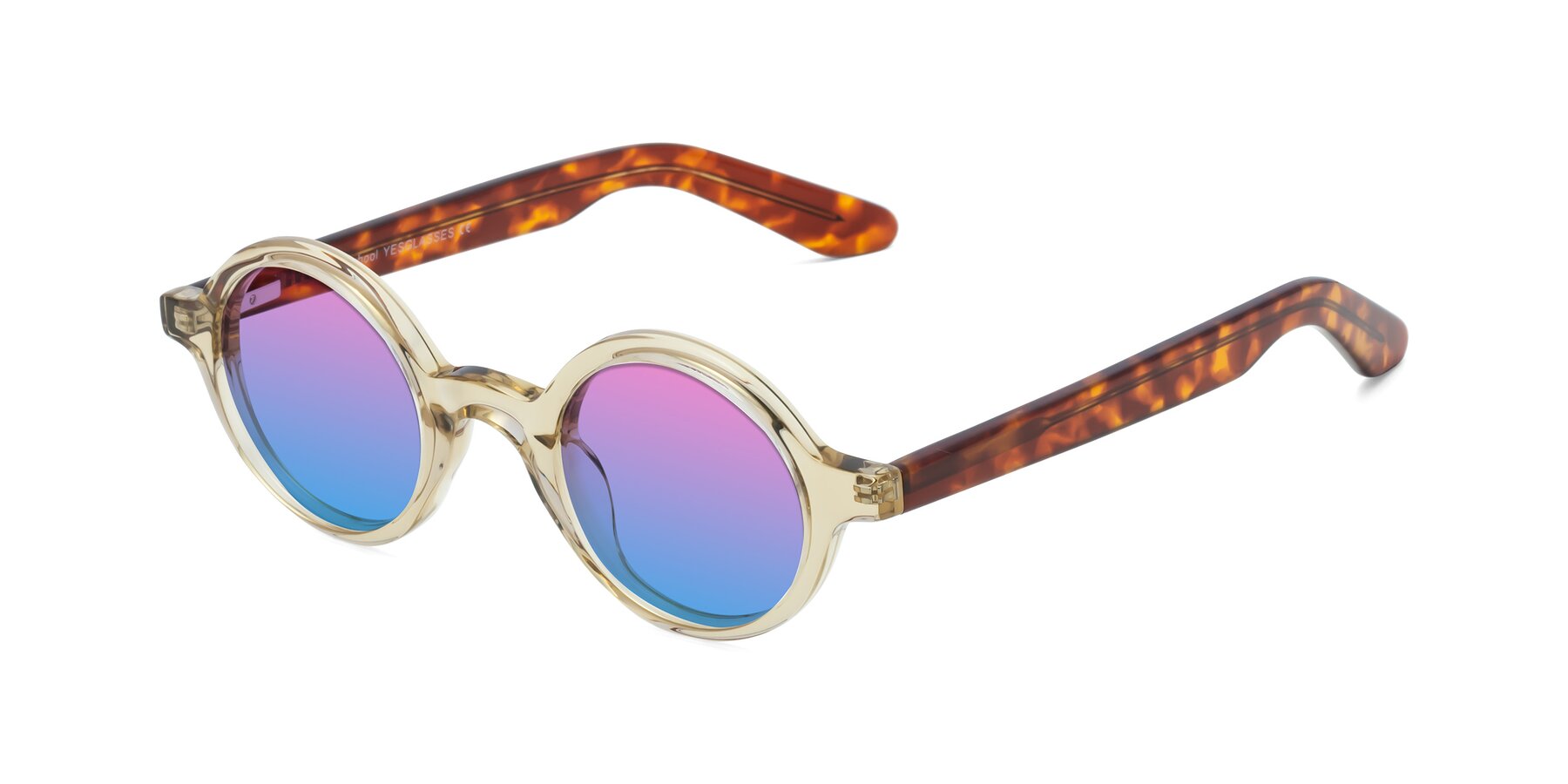 Angle of School in Champagne-Tortoise with Pink / Blue Gradient Lenses