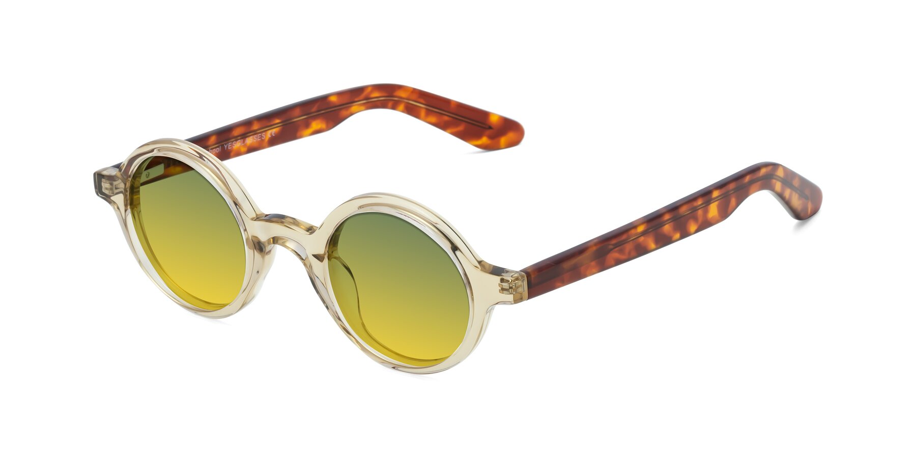 Angle of School in Champagne-Tortoise with Green / Yellow Gradient Lenses