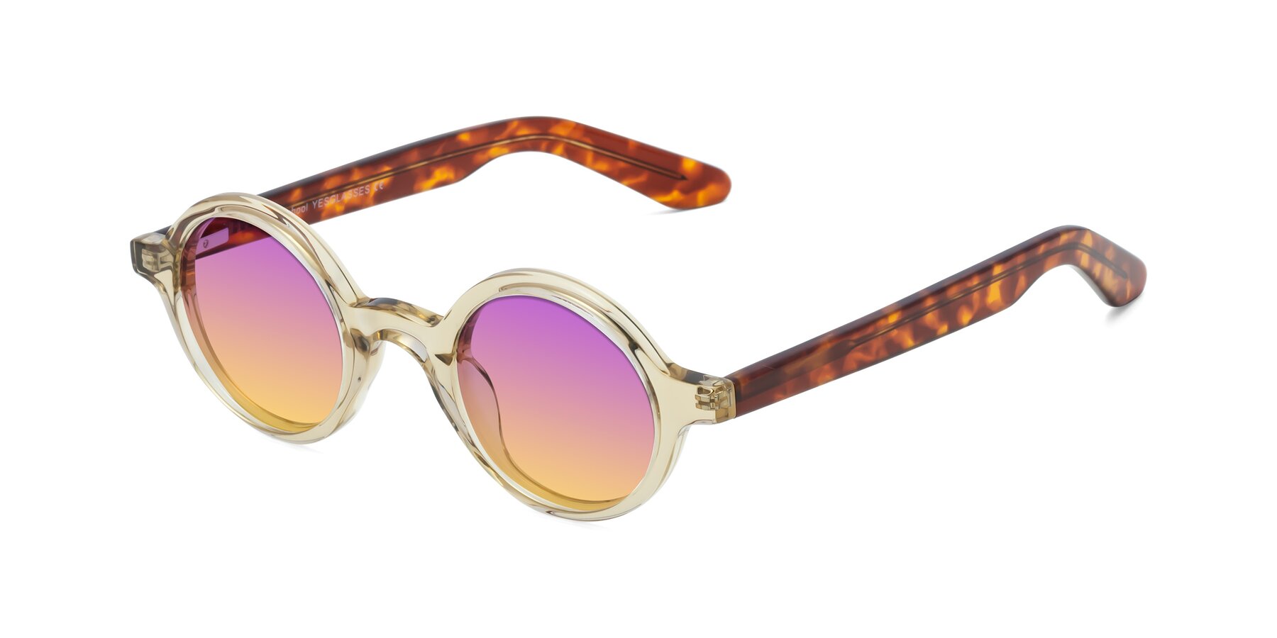 Angle of School in Champagne-Tortoise with Purple / Yellow Gradient Lenses