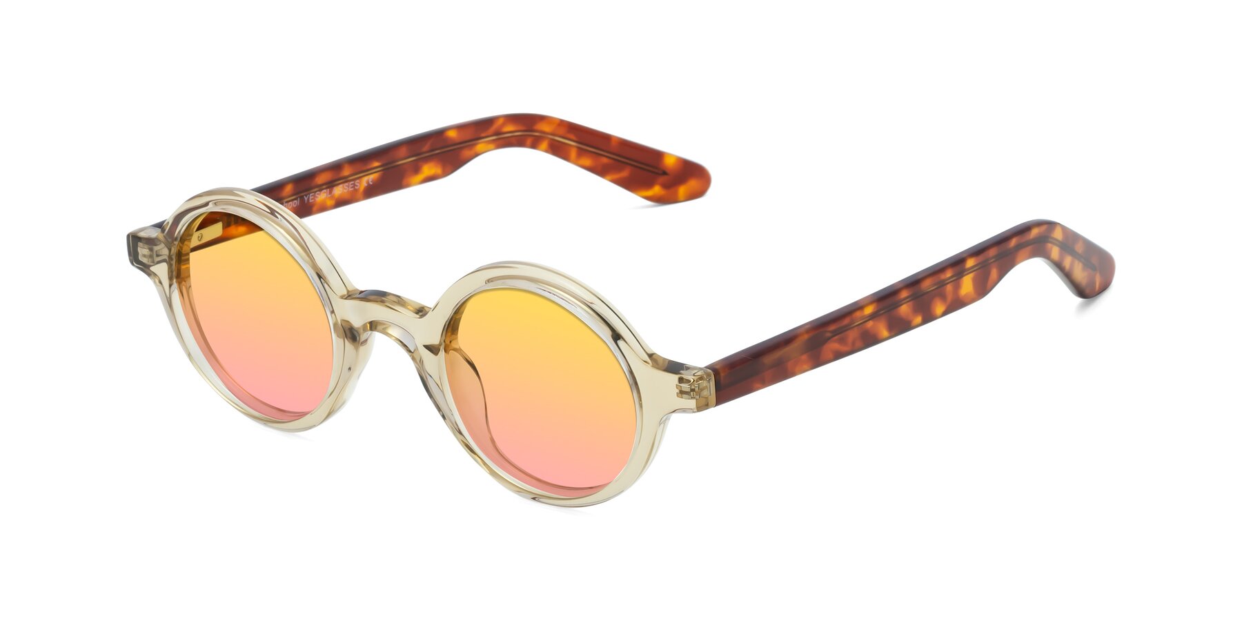 Angle of School in Champagne-Tortoise with Yellow / Pink Gradient Lenses