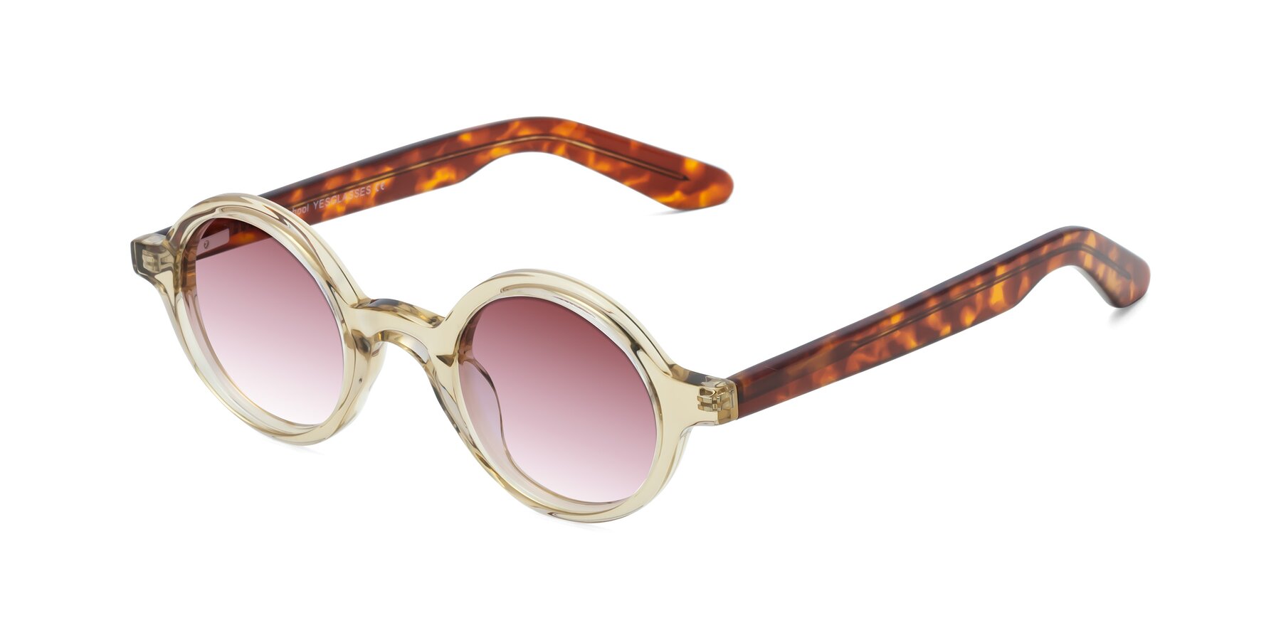 Angle of School in Champagne-Tortoise with Garnet Gradient Lenses