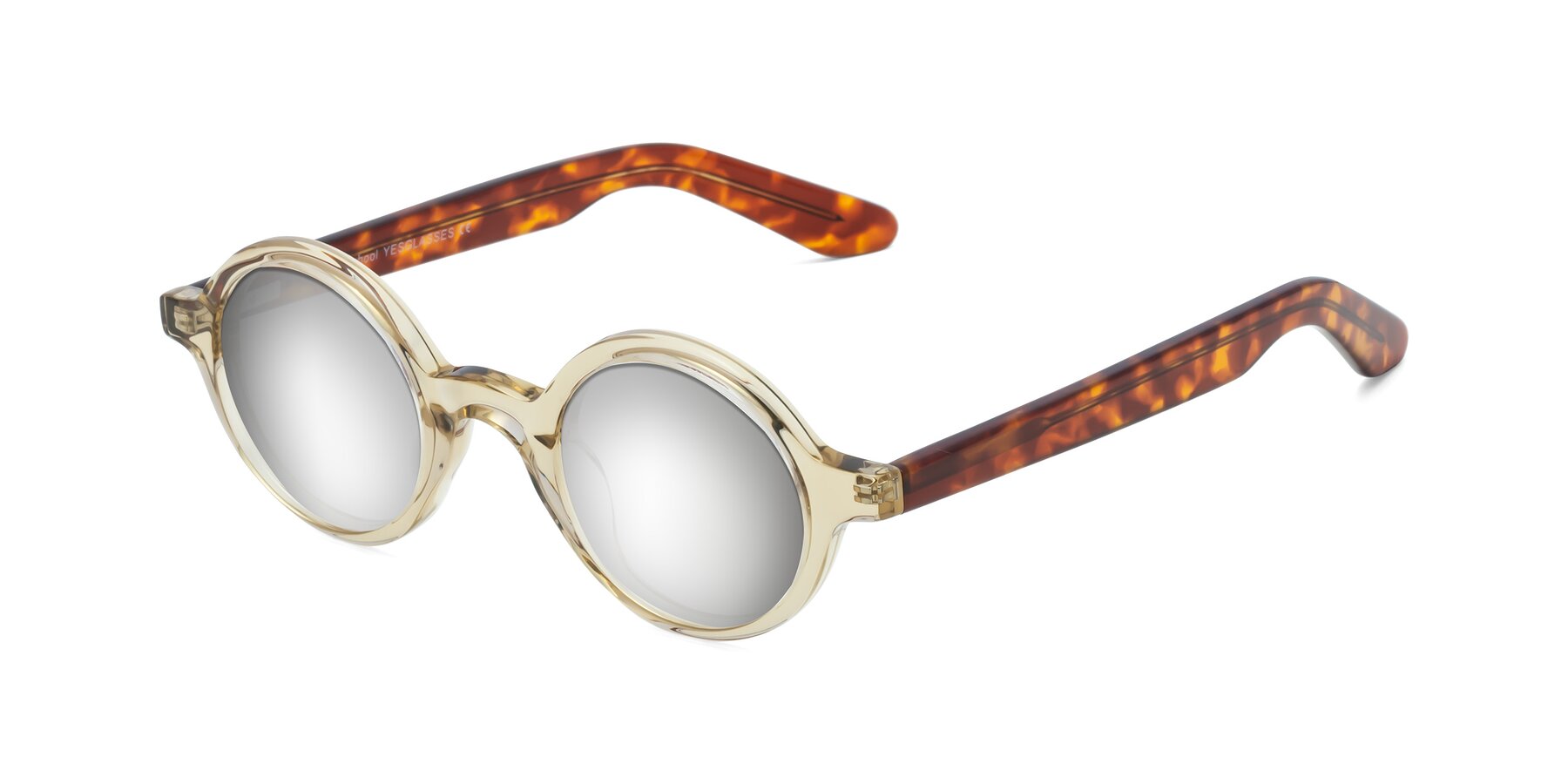 Angle of School in Champagne-Tortoise with Silver Mirrored Lenses