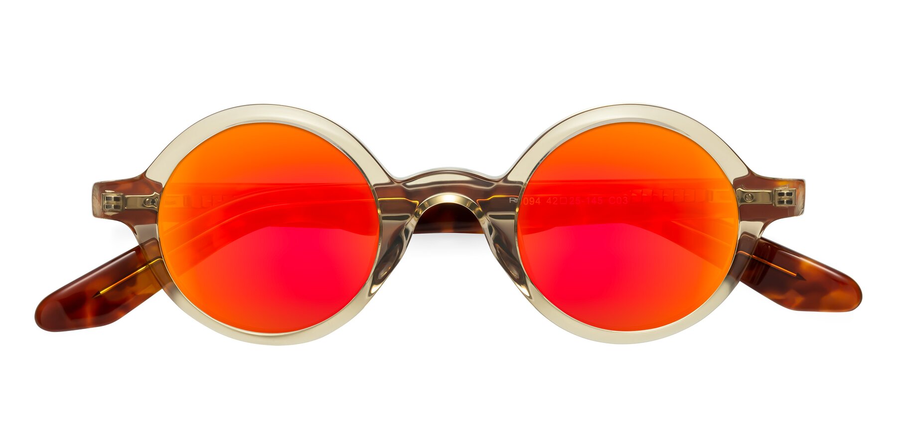 Folded Front of School in Champagne-Tortoise with Red Gold Mirrored Lenses