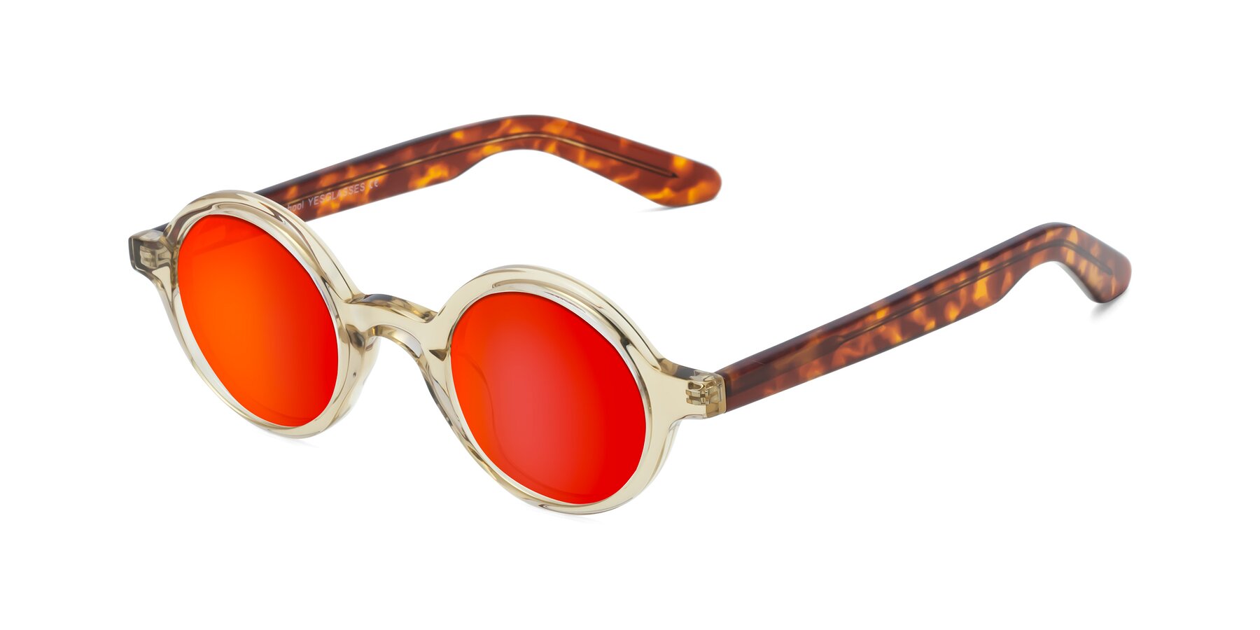 Angle of School in Champagne-Tortoise with Red Gold Mirrored Lenses