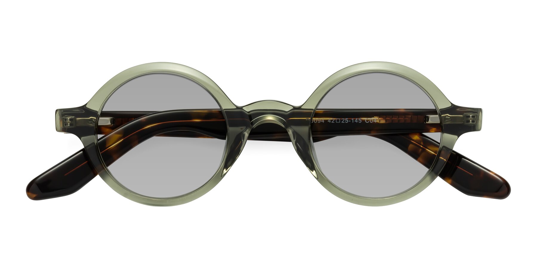 Folded Front of School in Green-Tortoise with Light Gray Tinted Lenses