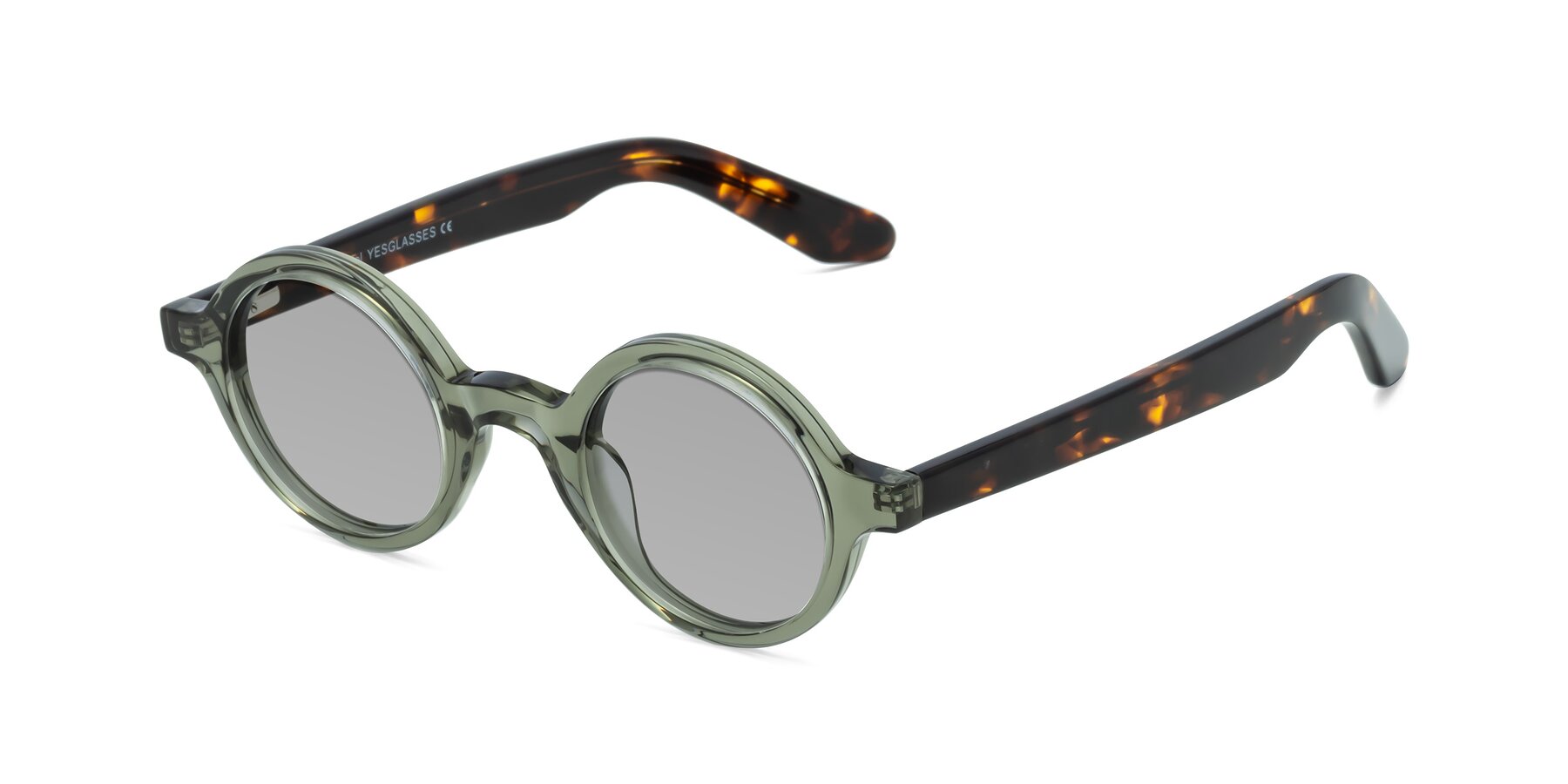 Angle of School in Green-Tortoise with Light Gray Tinted Lenses