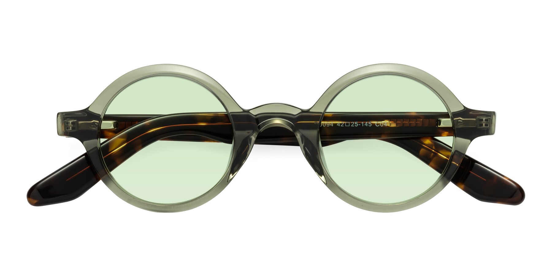 Folded Front of School in Green-Tortoise with Light Green Tinted Lenses