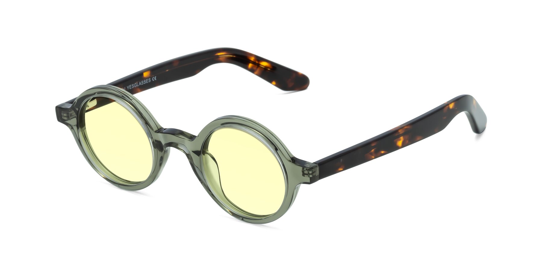 Angle of School in Green-Tortoise with Light Yellow Tinted Lenses