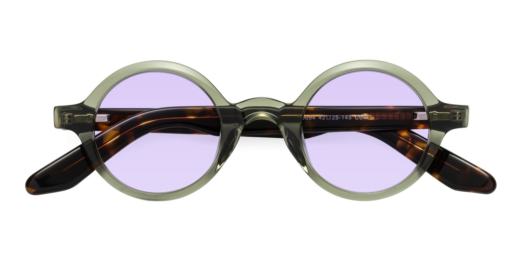 Folded Front of School in Green-Tortoise with Light Purple Tinted Lenses