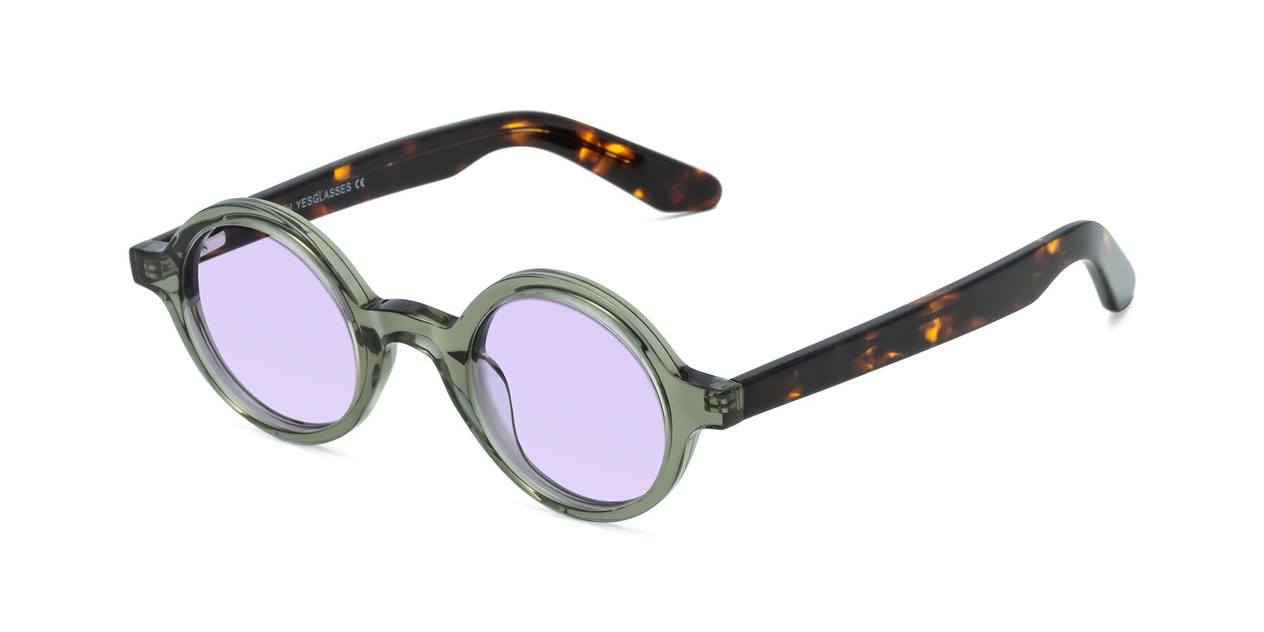 Angle of School in Green-Tortoise with Light Purple Tinted Lenses
