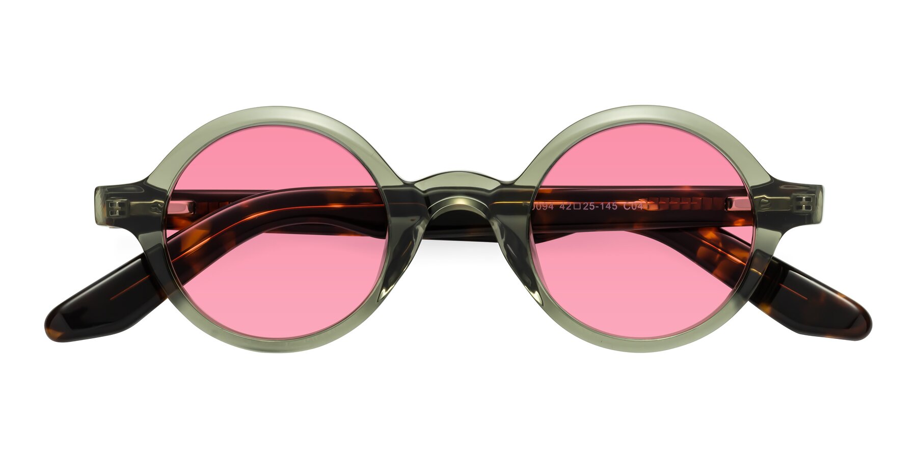 Folded Front of School in Green-Tortoise with Pink Tinted Lenses