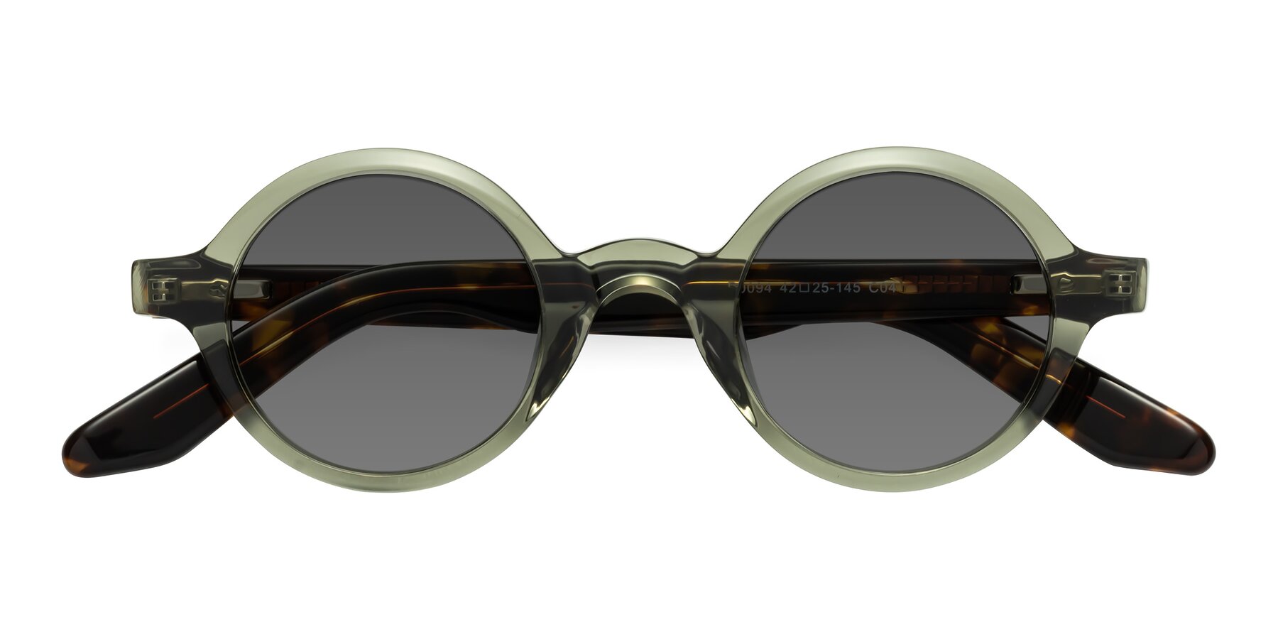 Folded Front of School in Green-Tortoise with Medium Gray Tinted Lenses