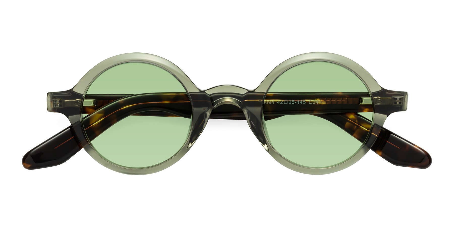 Folded Front of School in Green-Tortoise with Medium Green Tinted Lenses