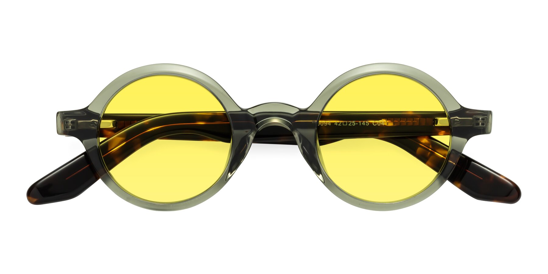 Folded Front of School in Green-Tortoise with Medium Yellow Tinted Lenses